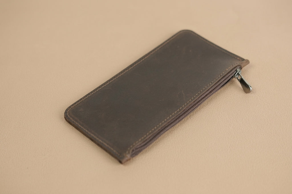 Genuine Leather Zipper Pencil Case