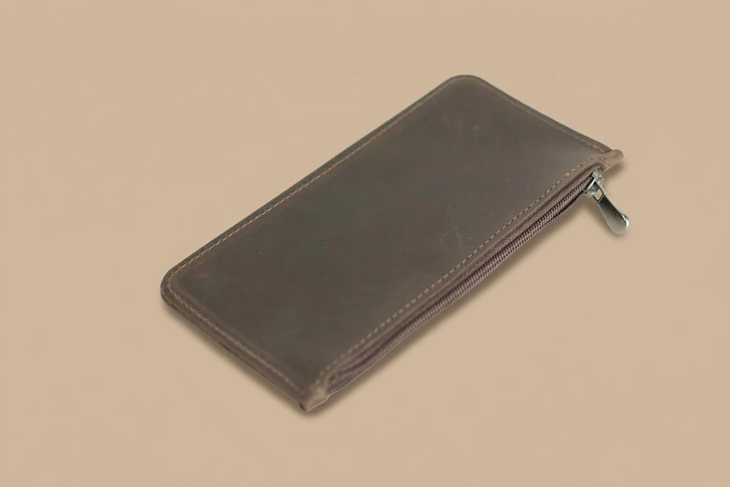 Genuine Leather Zipper Pencil Case