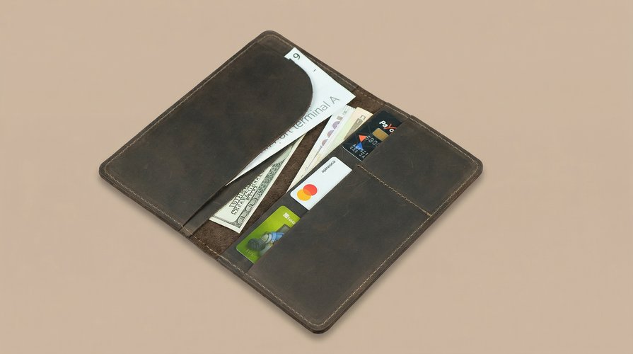 Leather travel wallet
