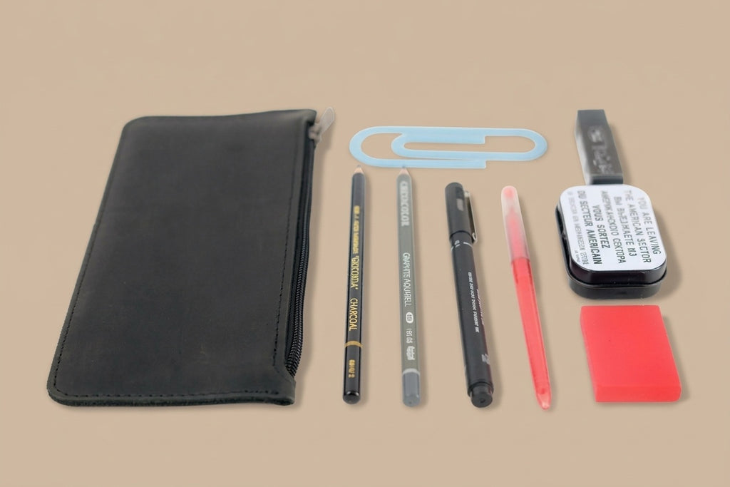Genuine Leather Zipper Pencil Case