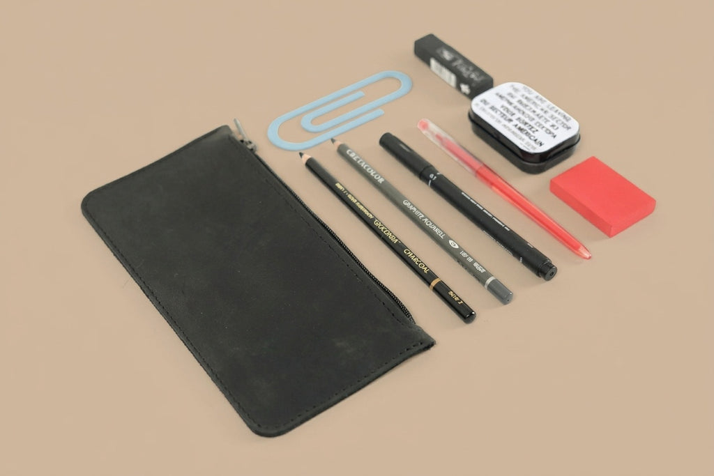 Genuine Leather Zipper Pencil Case
